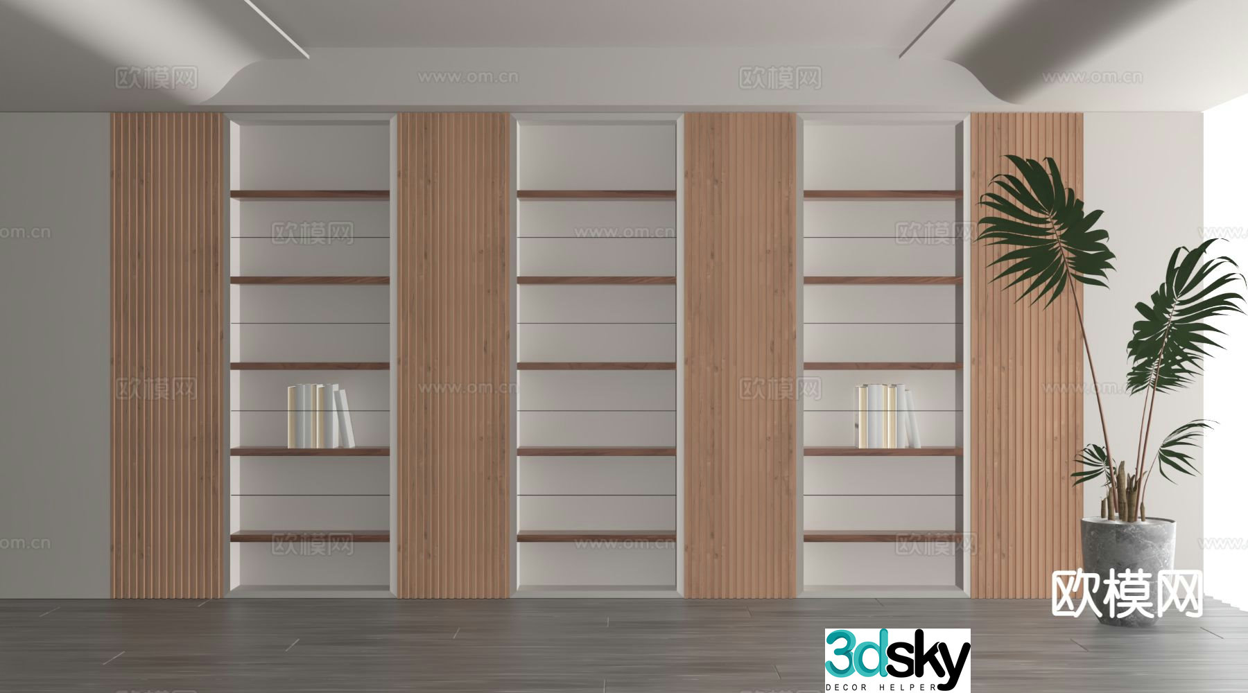 Modern bookcase display cabinet 3d model
