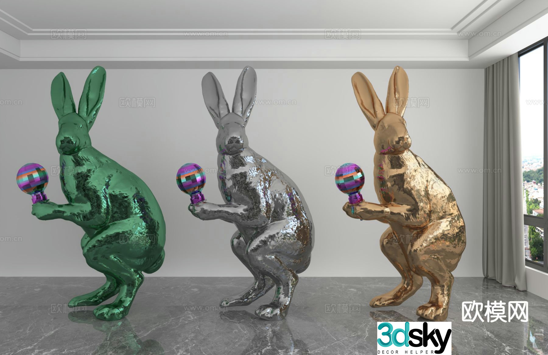 Modern color laser doll trendy toy ornament 3D model