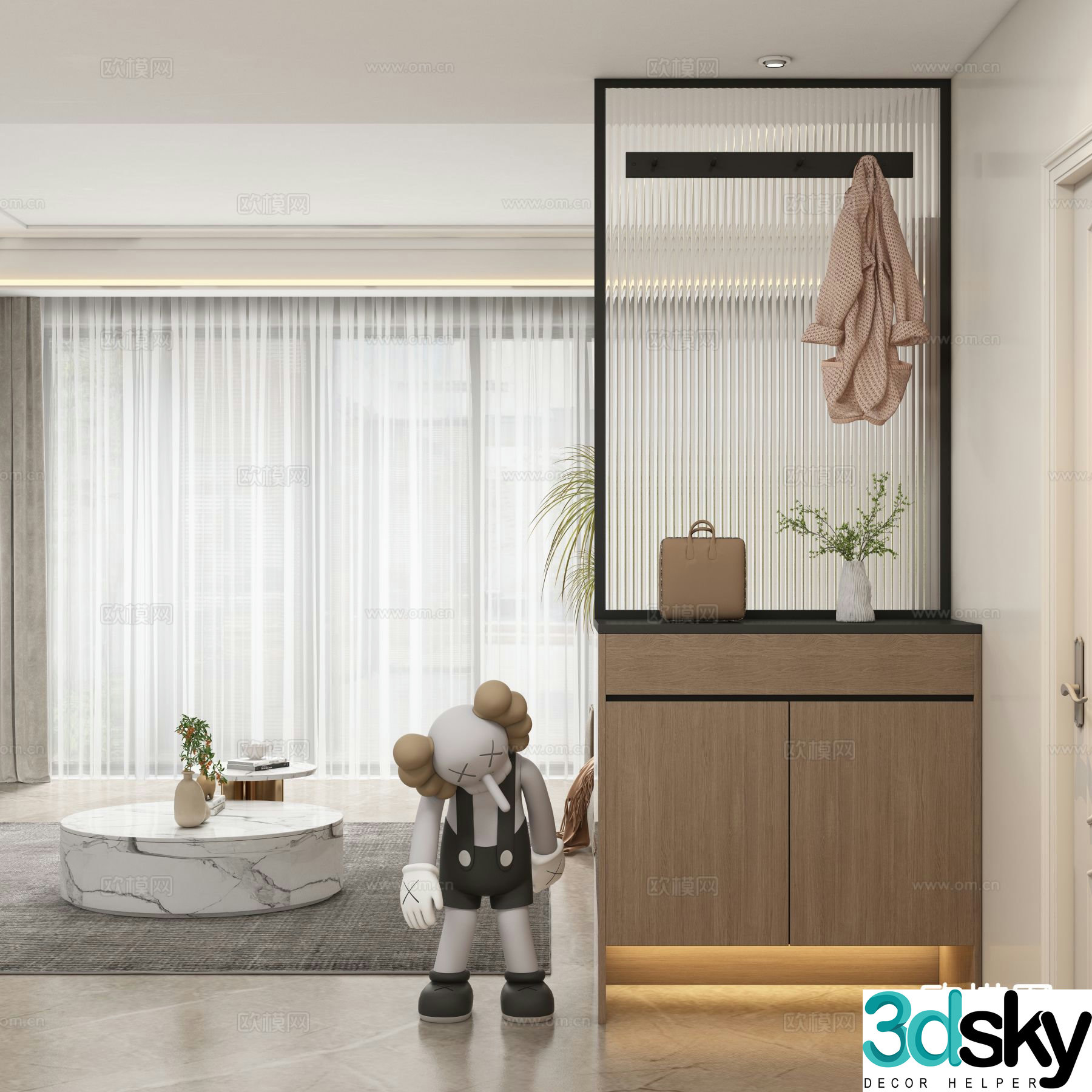 Modern entrance cabinet partition cabinet 3d model