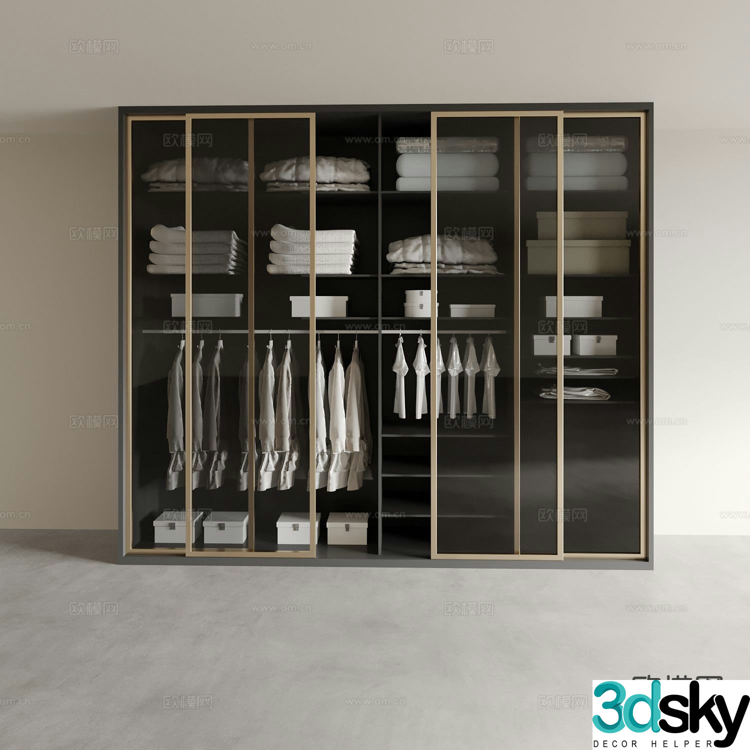Modern wardrobe glass wardrobe 3d model