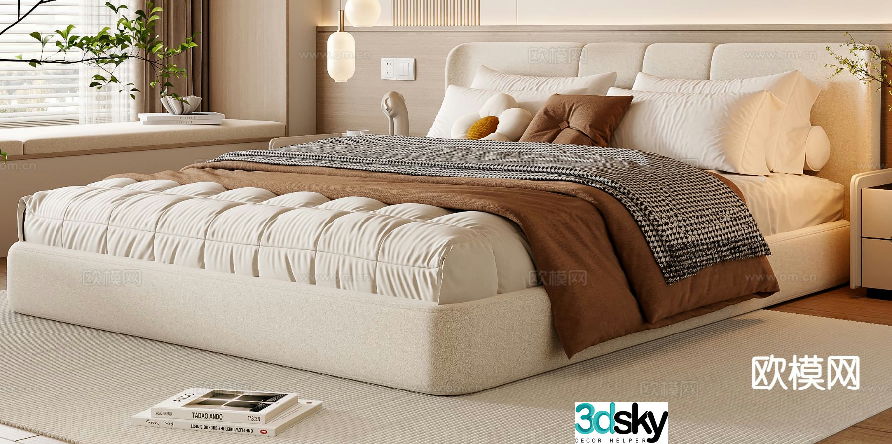 Modern double bed 3d model