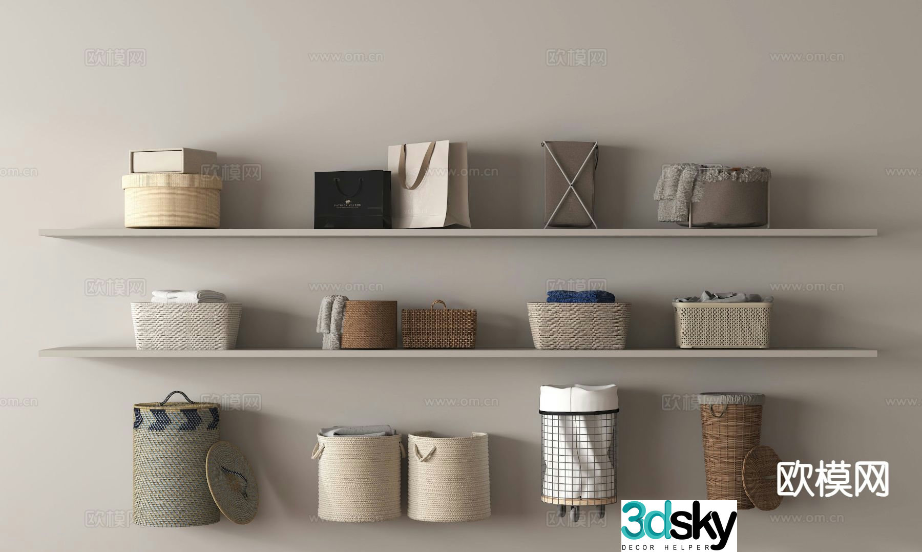 Daily necessities trash can storage box daily necessities clothes basket 3D model