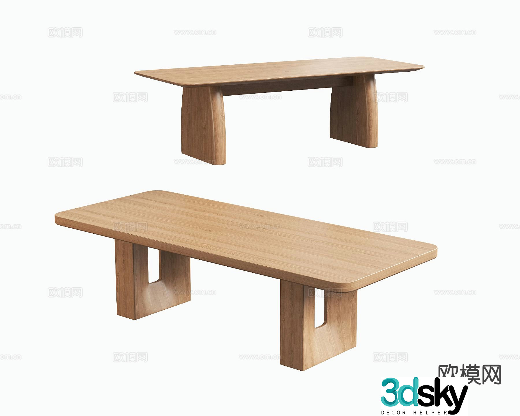 Modern wooden table dining table 3d model
