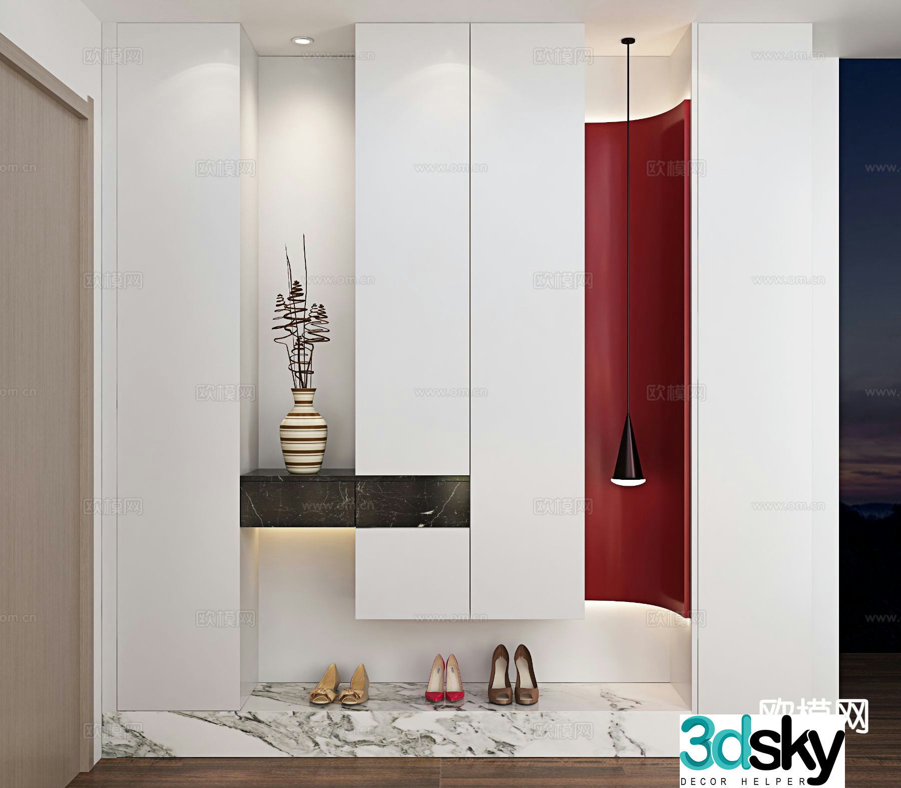 Modern shoe cabinet customized entrance cabinet 3D model