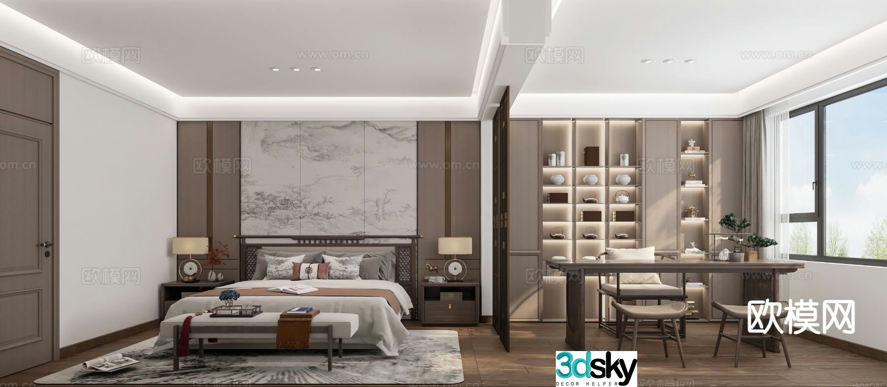New Chinese style bedroom master bedroom 3d model
