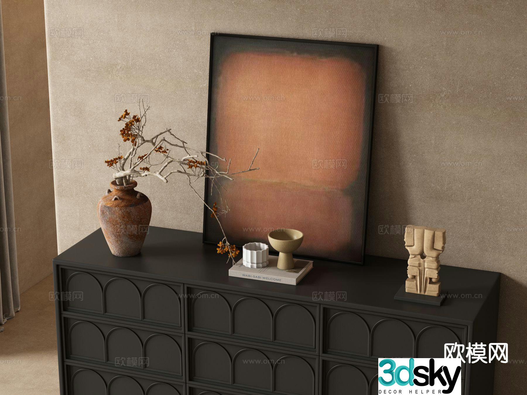 Medieval style decorations ornaments vases paintings 3D model