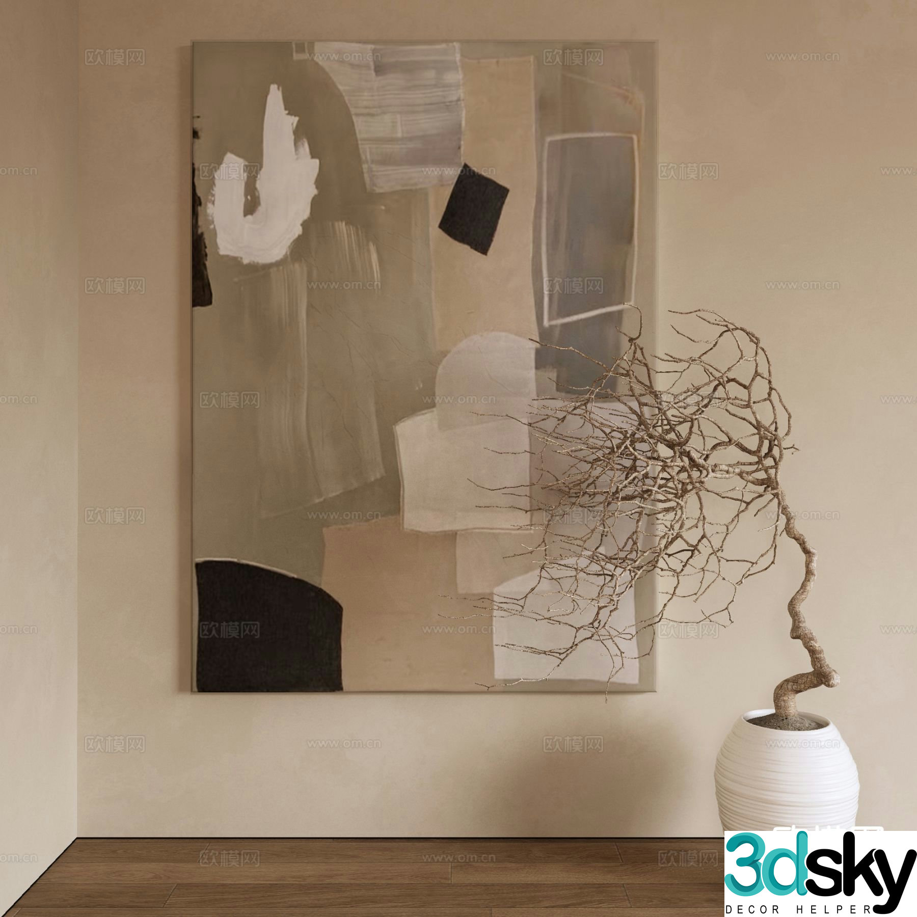 Wabi-sabi art painting texture painting decorative painting 3d model