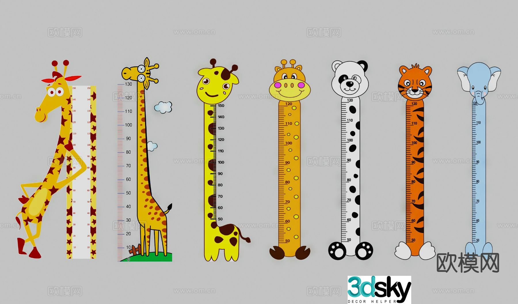 Kindergarten measuring height cartoon ruler 3d model