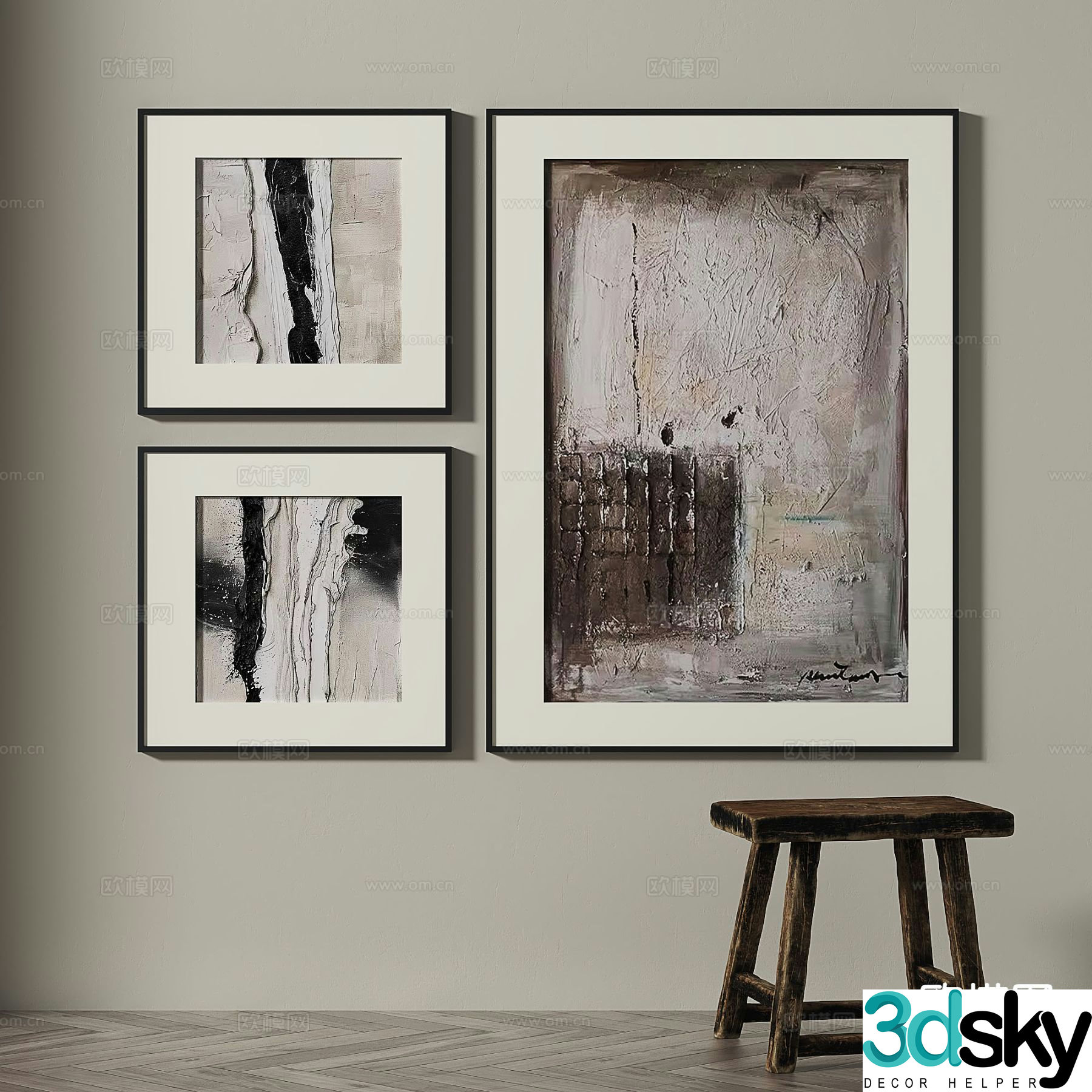 Wabi-sabi art painting texture painting decorative painting 3d model