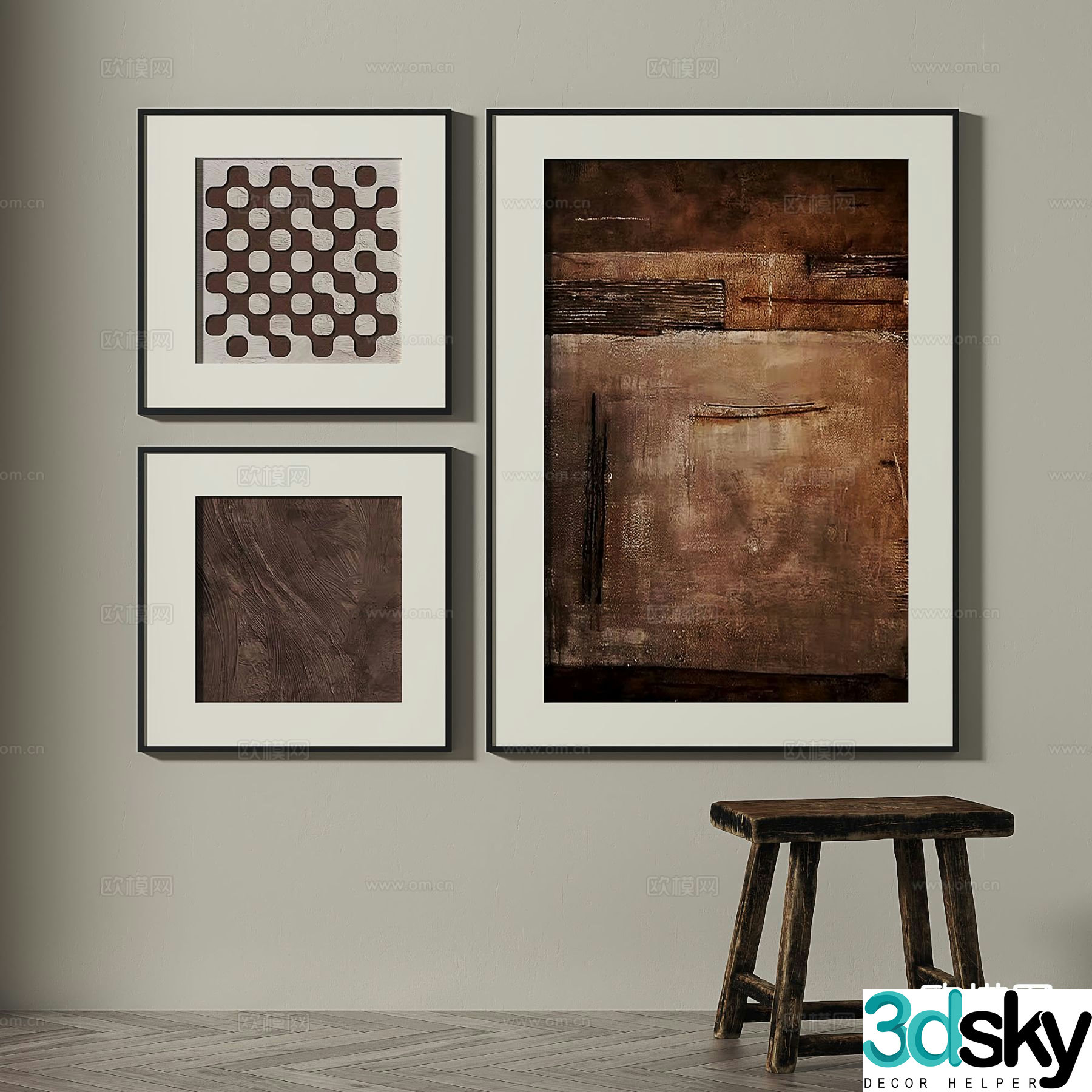Wabi-sabi art painting texture painting decorative painting 3d model