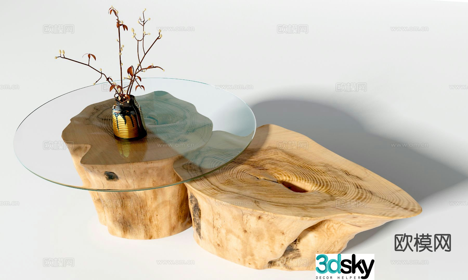 Log style coffee table 3D model