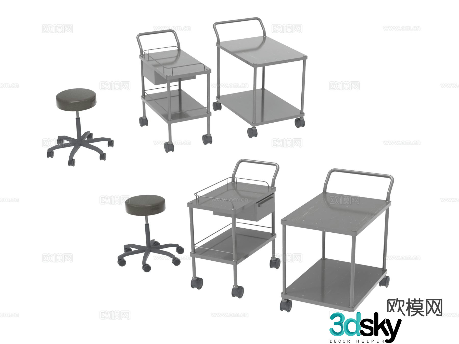 Trolley side table corner table table 3d model