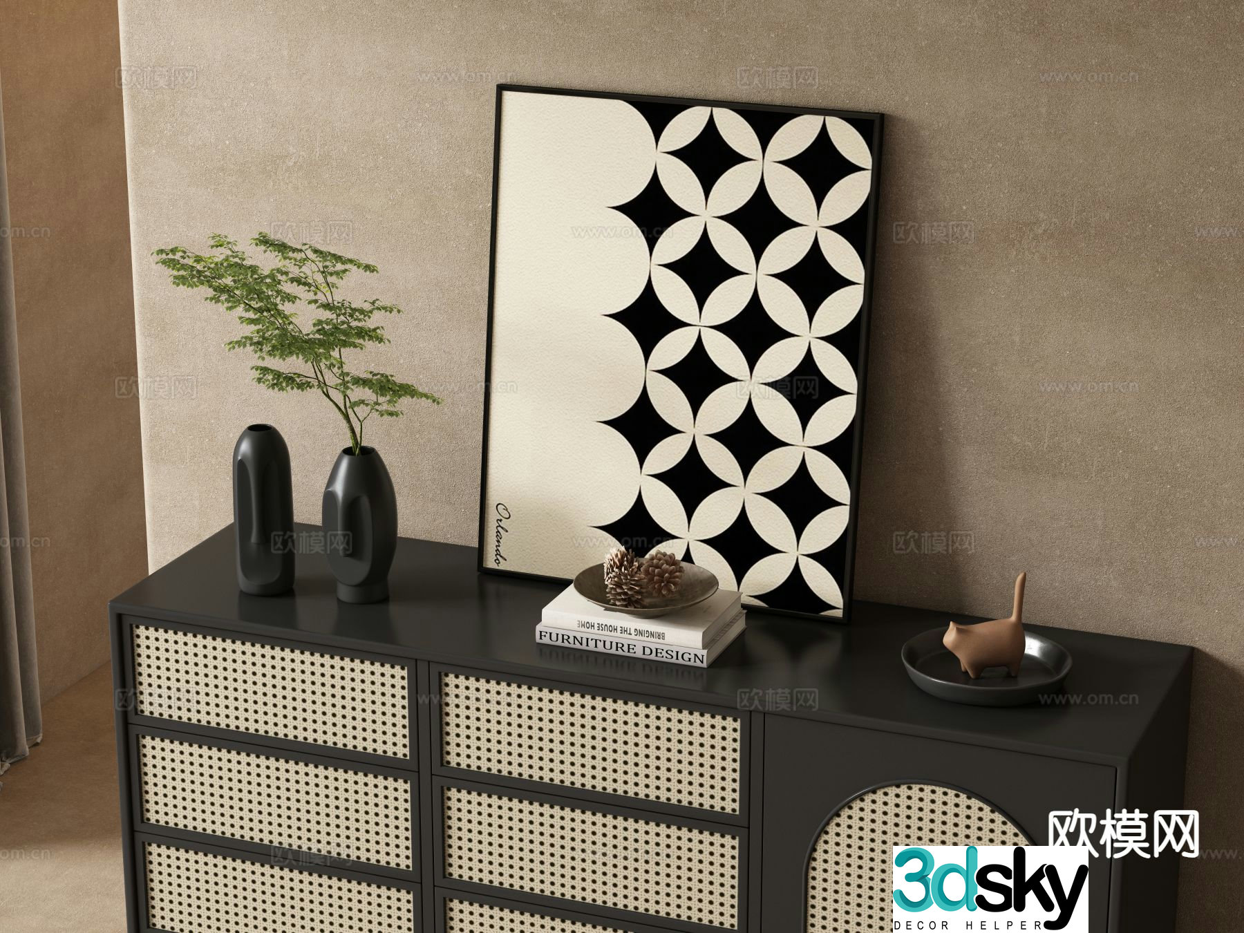 Medieval style decorations ornaments vases paintings 3D model