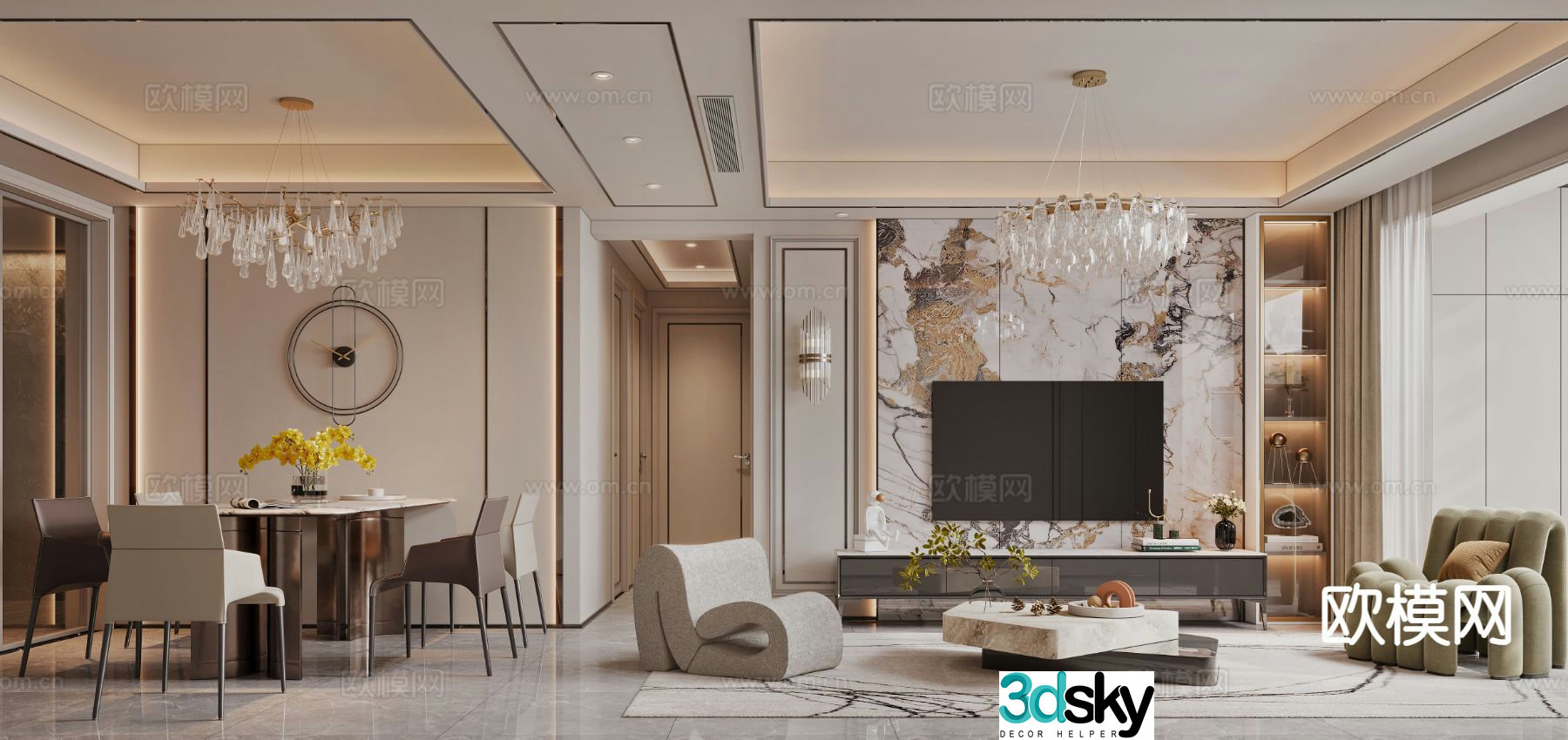 Light luxury restaurant 3D model
