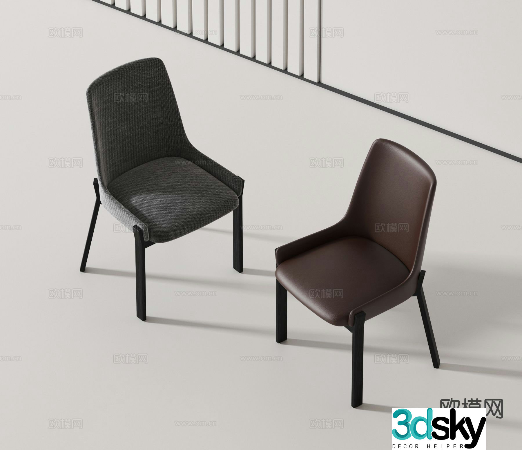 Modern chair single chair dining chair 3d model