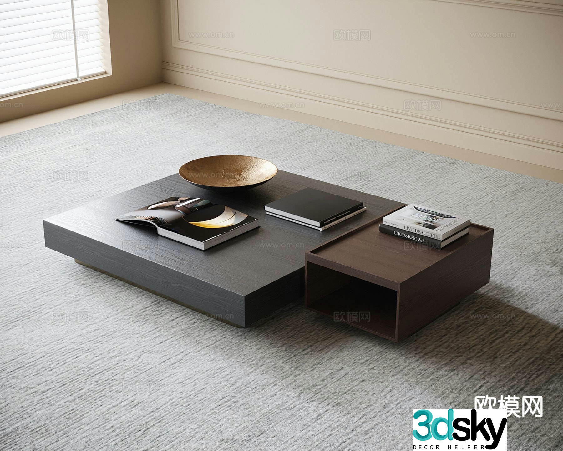 Modern double coffee table 3d model