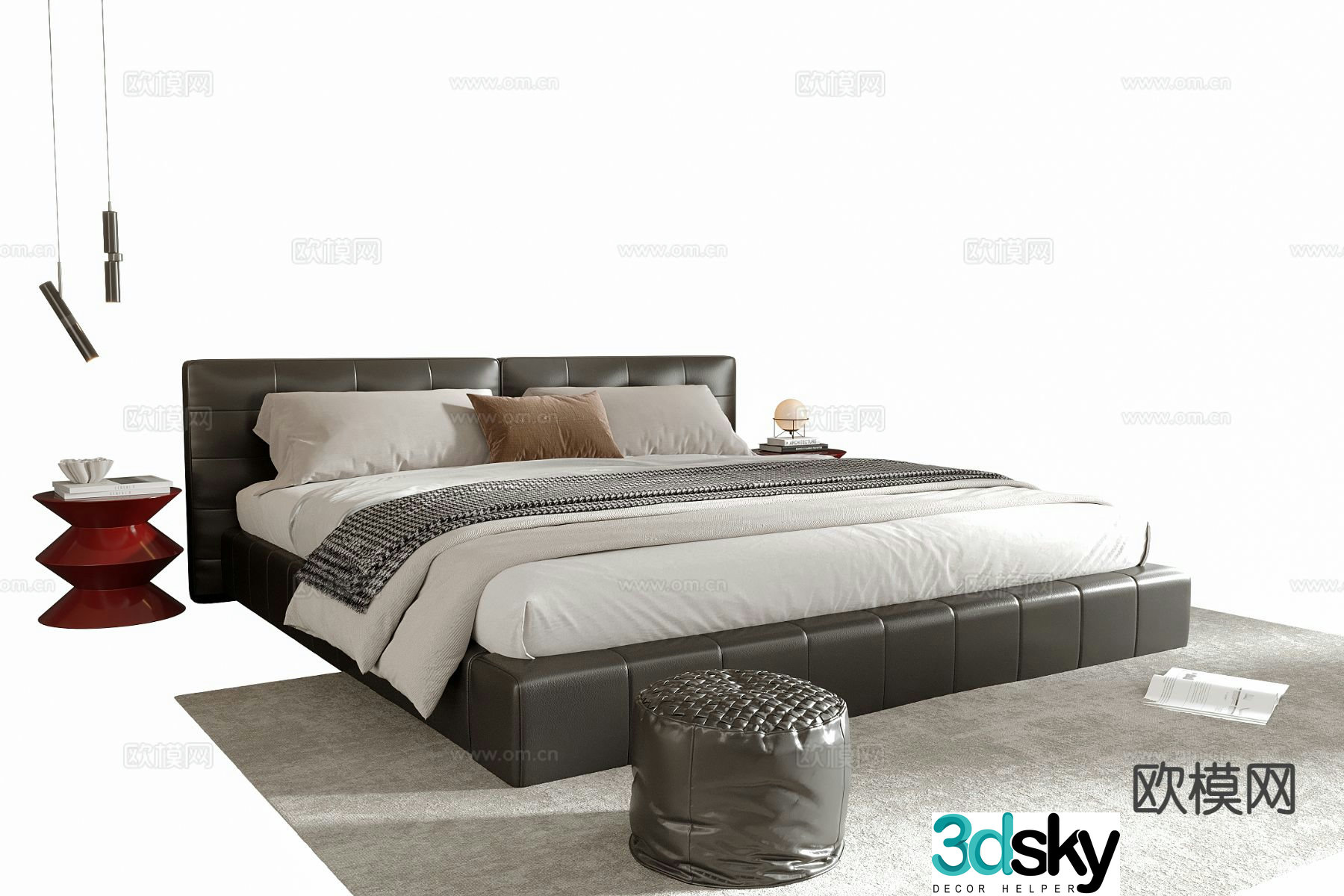 Italian double bed 3d model