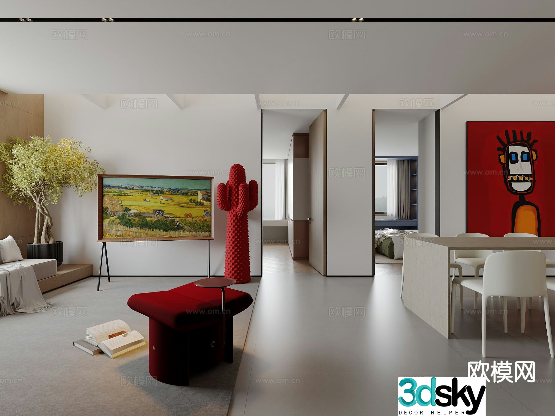 Bauhaus living room mixed living room vertical hall 3D model
