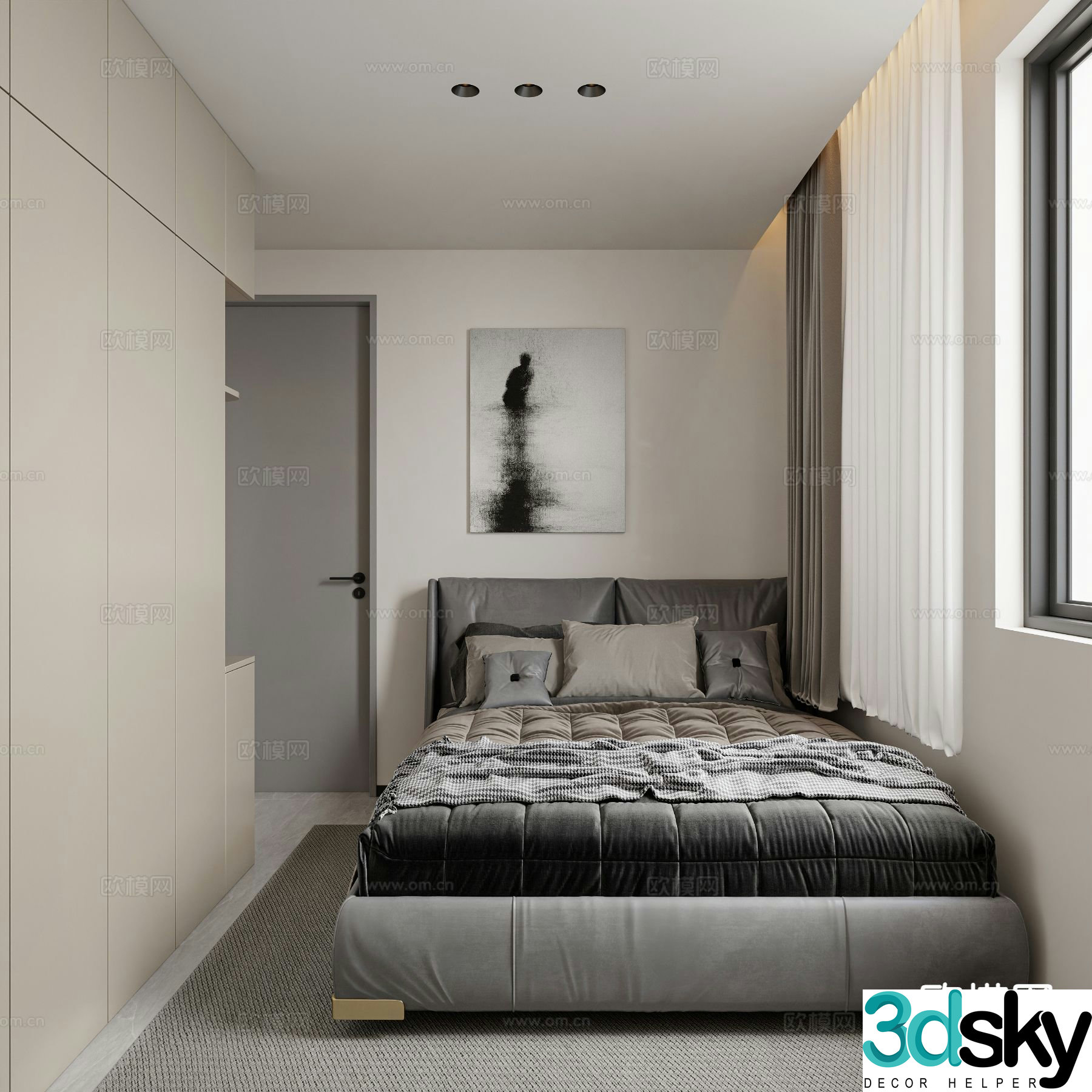 Modern bedroom second bedroom 3d model