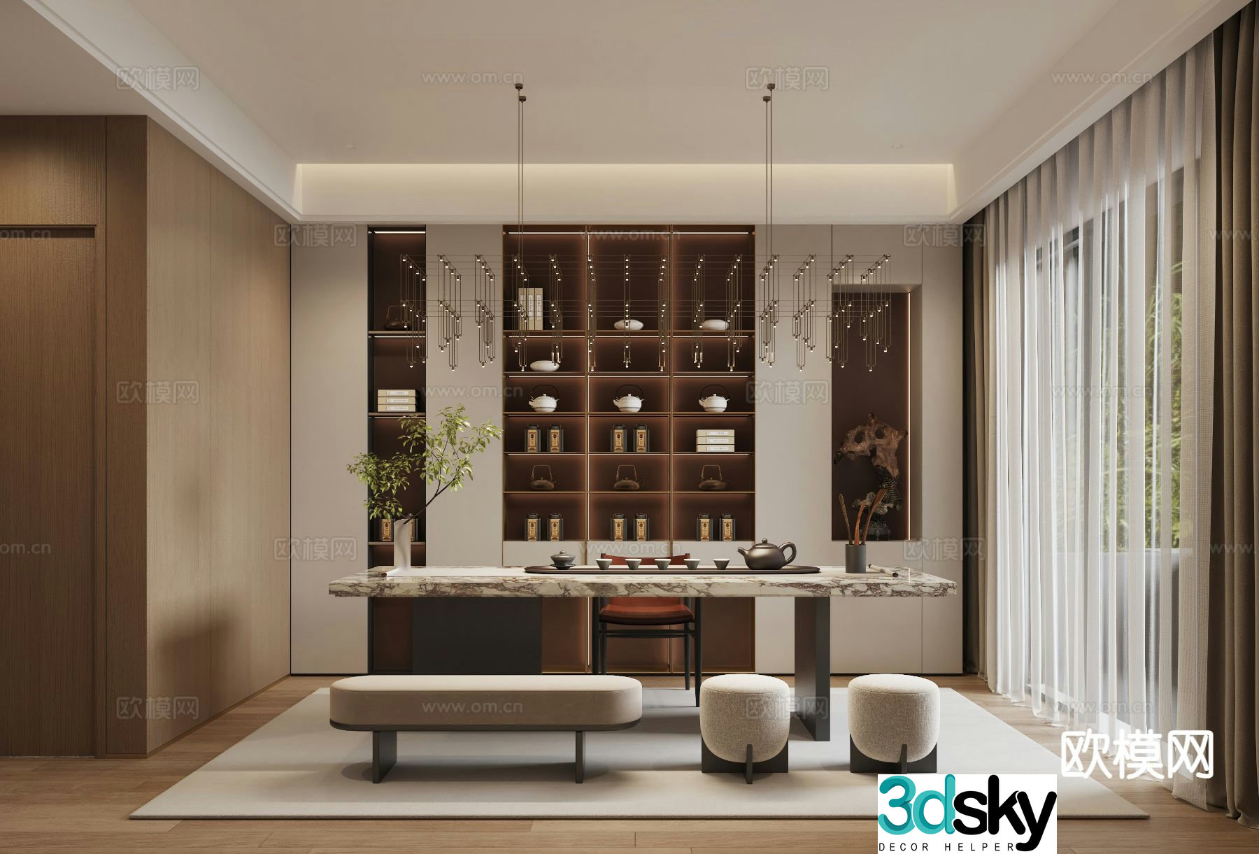 New Chinese tea room 3d model