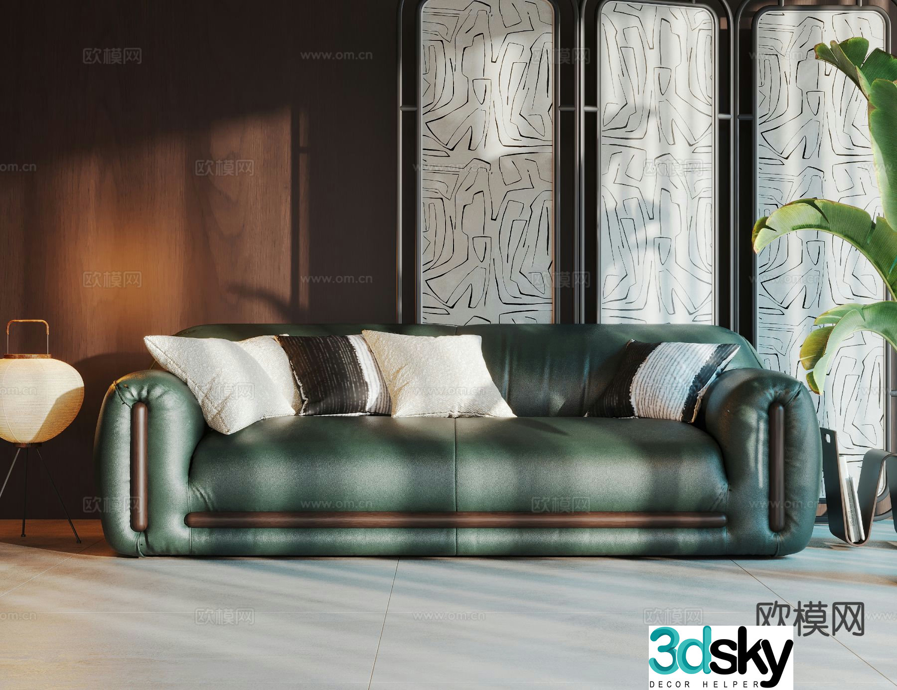 Medieval style double sofa leather sofa 3d model