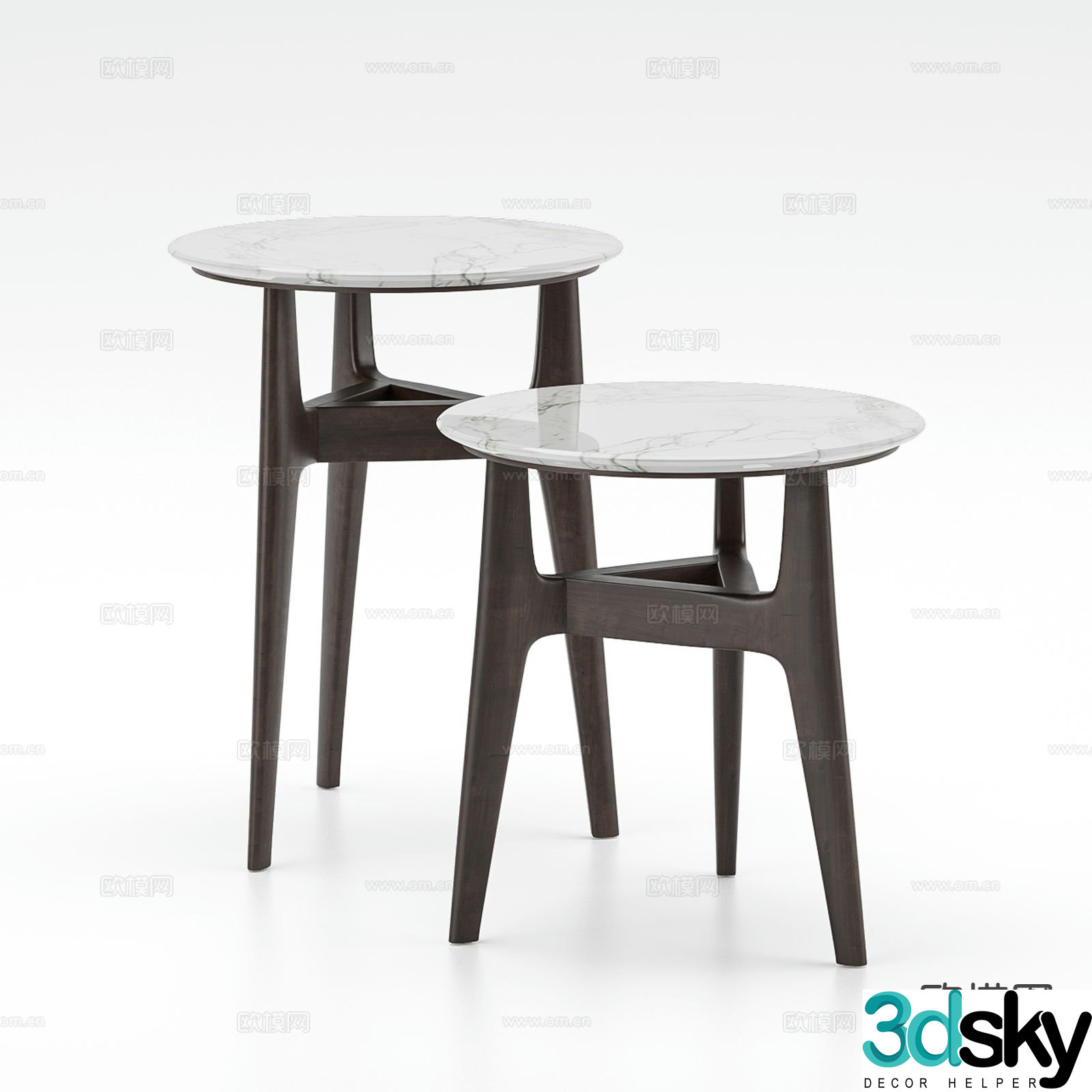 Marble round table side table corner table 3D model
