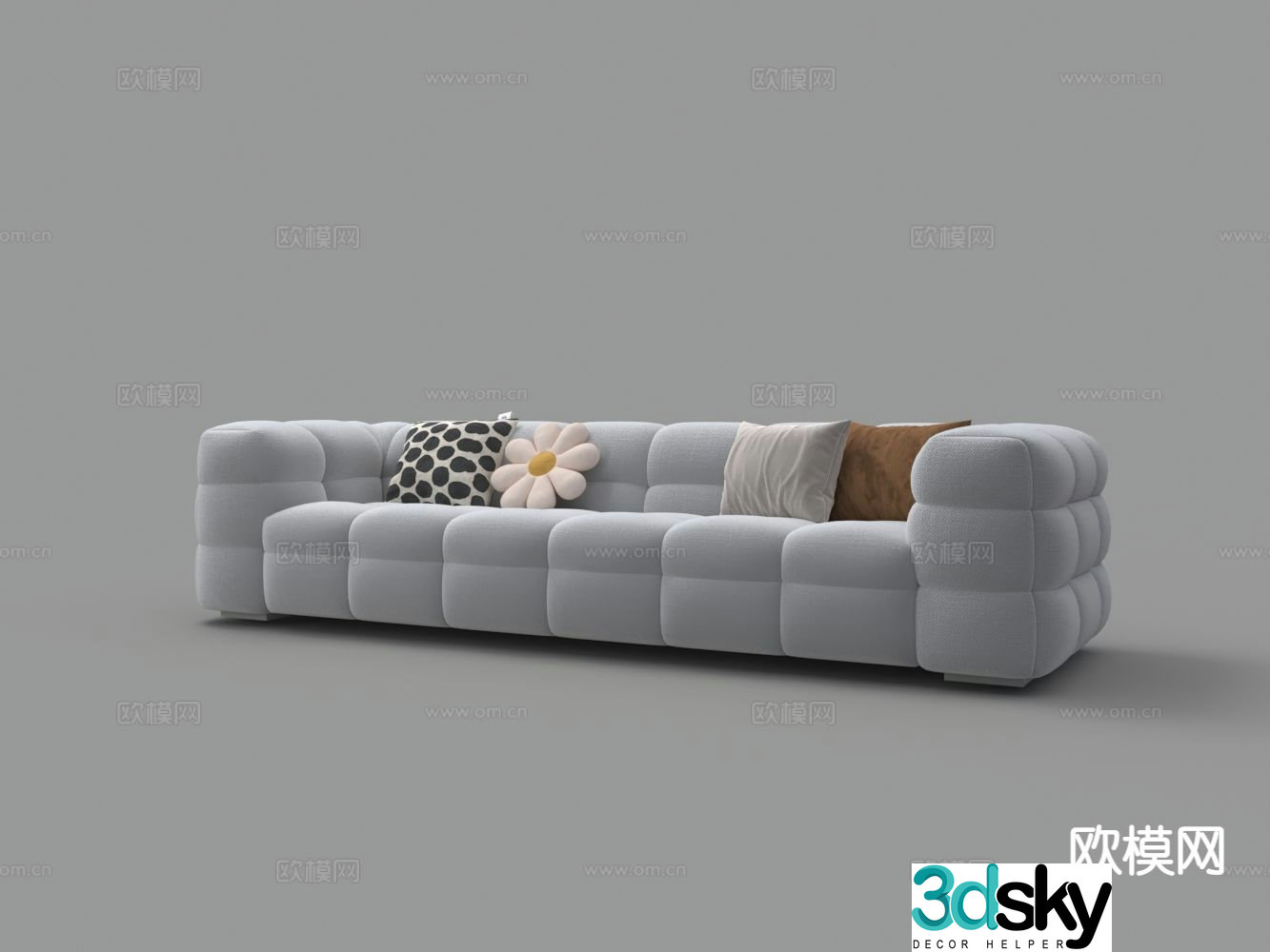 Modern multi-person sofa velvet sofa 3d model