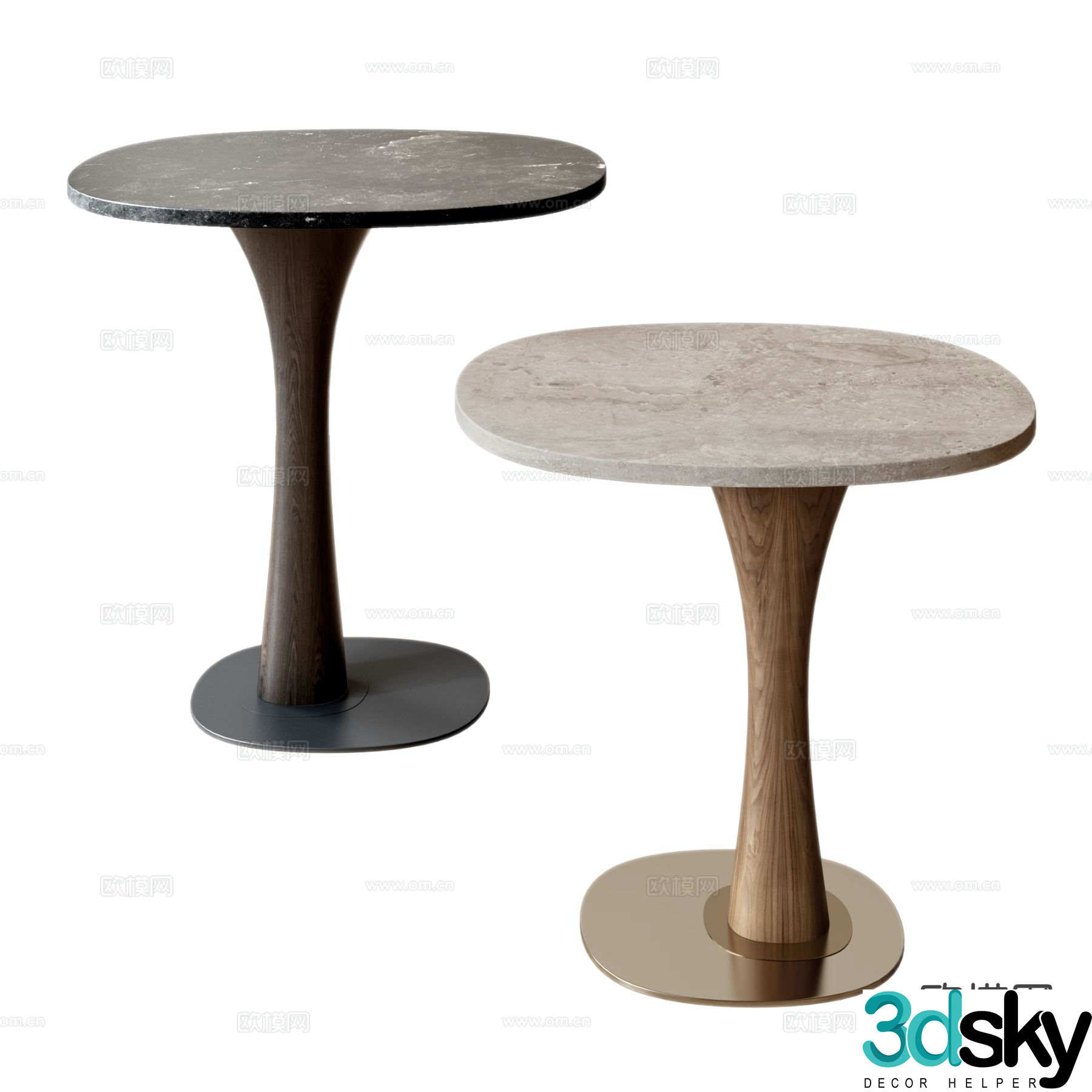 Morica medieval style corner table and side table 3D model