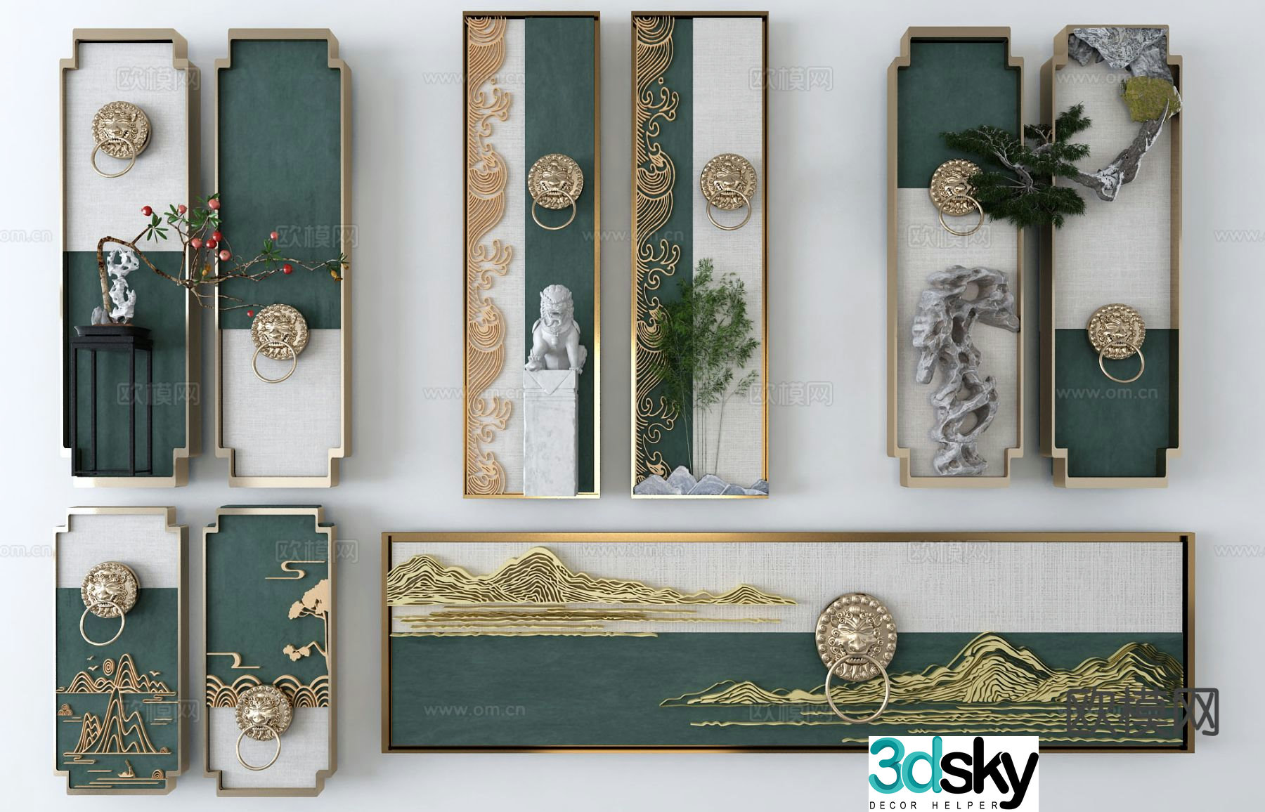 Chinese Zen hanging decoration wall decoration 3D model