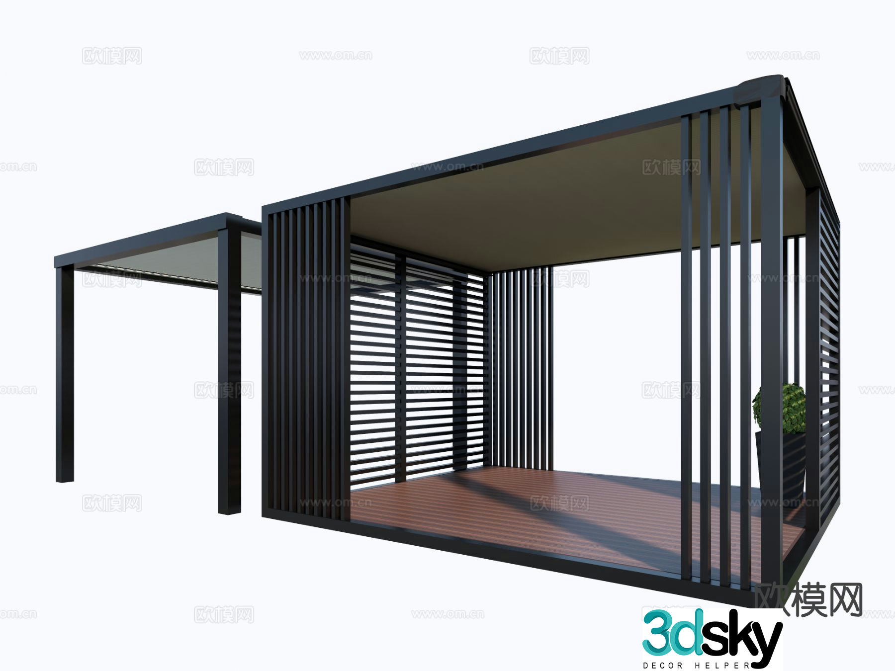 Modern garden trellis metal pavilion trellis 3d model