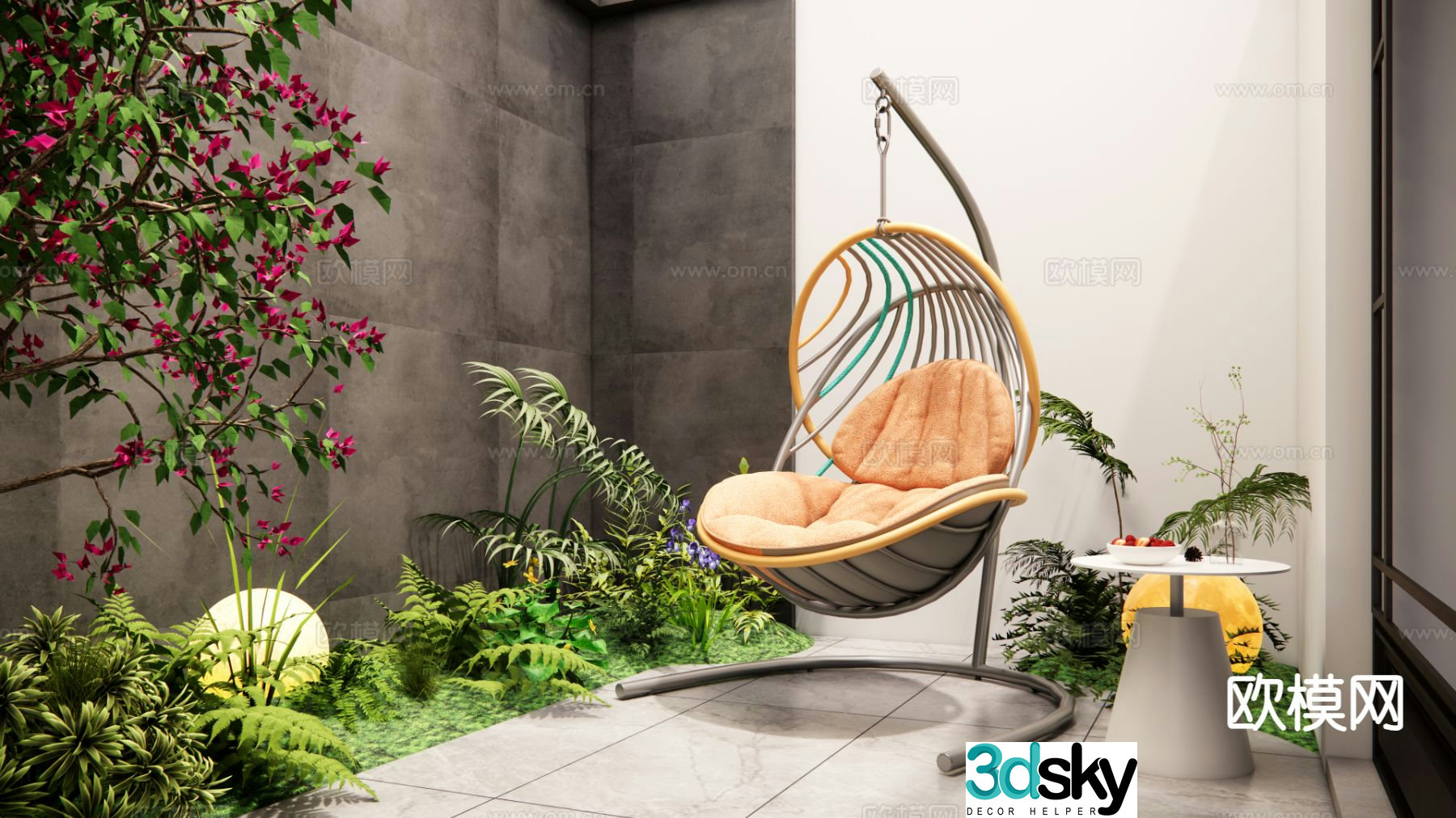 Outdoor chair hanging chair swing hanging chair 3d model