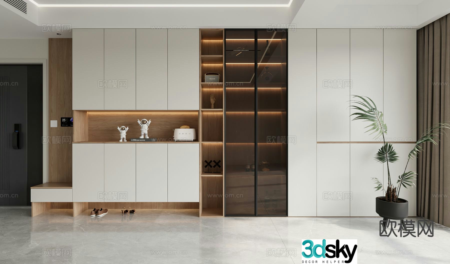 Modern shoe cabinet wine cabinet 3d model