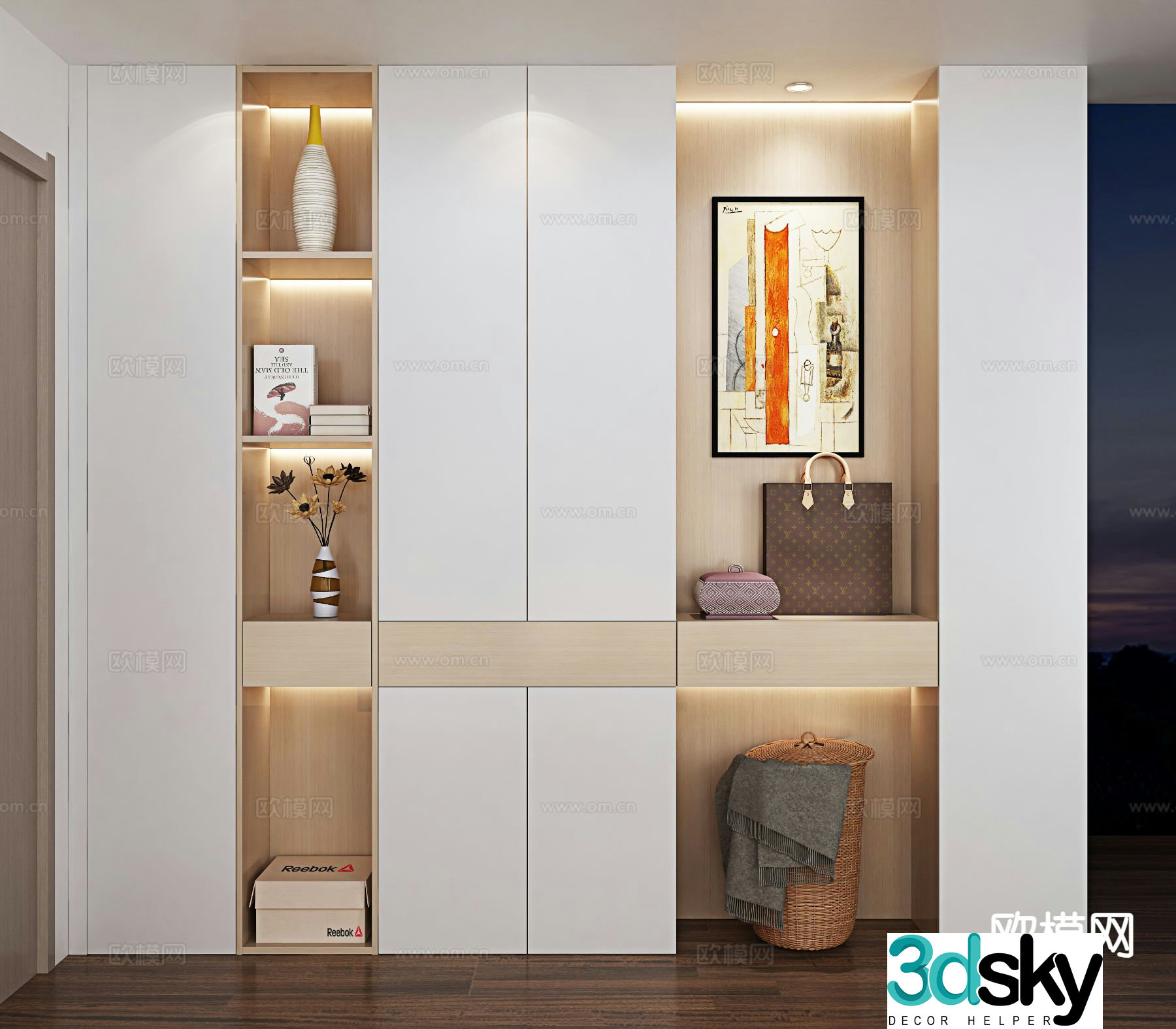 Modern entrance shoe cabinet 3d model