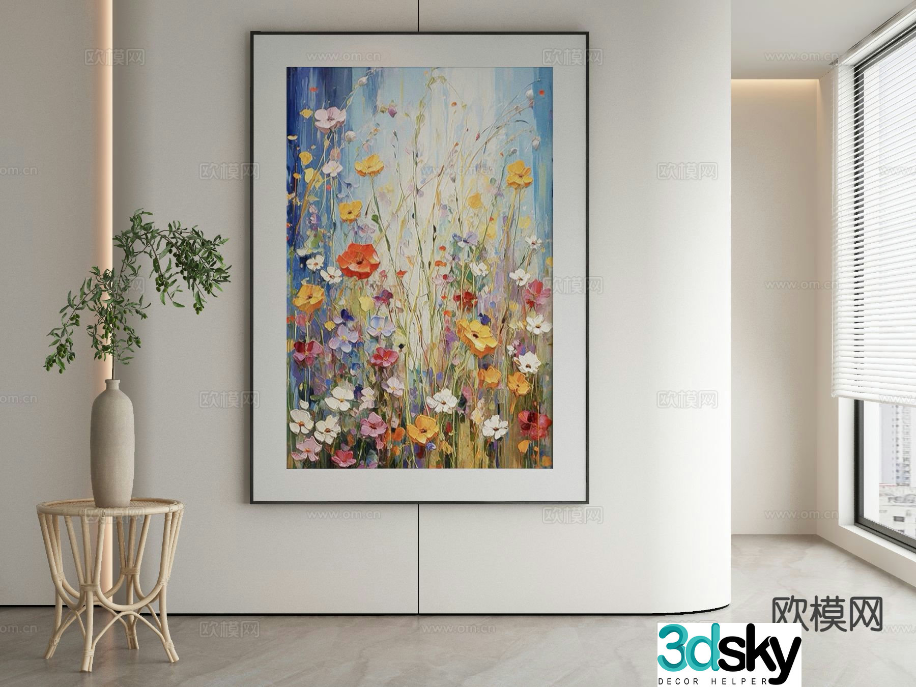 Modern art painting texture painting decorative painting 3d model