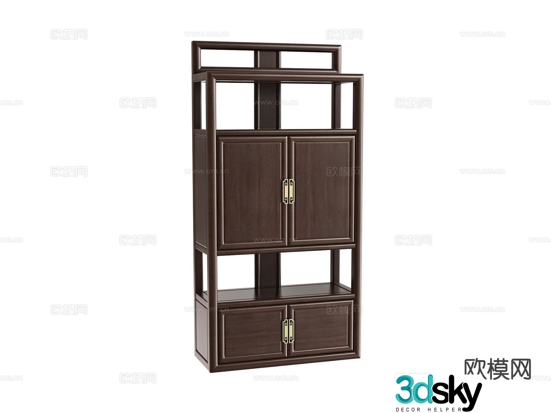 New Chinese style bookcase two door bookcase 3d model