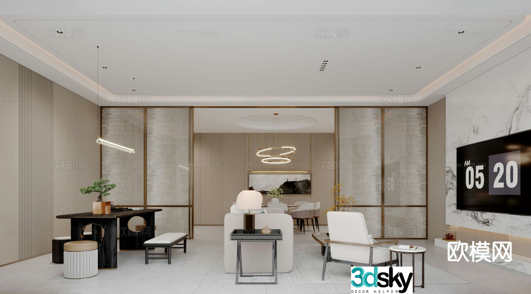 New Chinese style living room 3d model