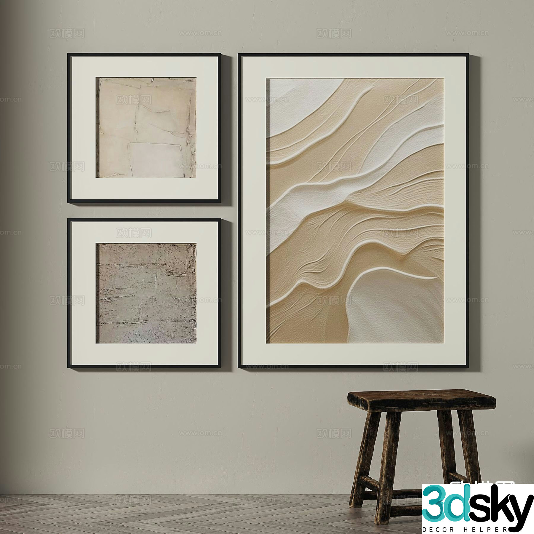 Wabi-sabi texture painting decorative painting 3d model
