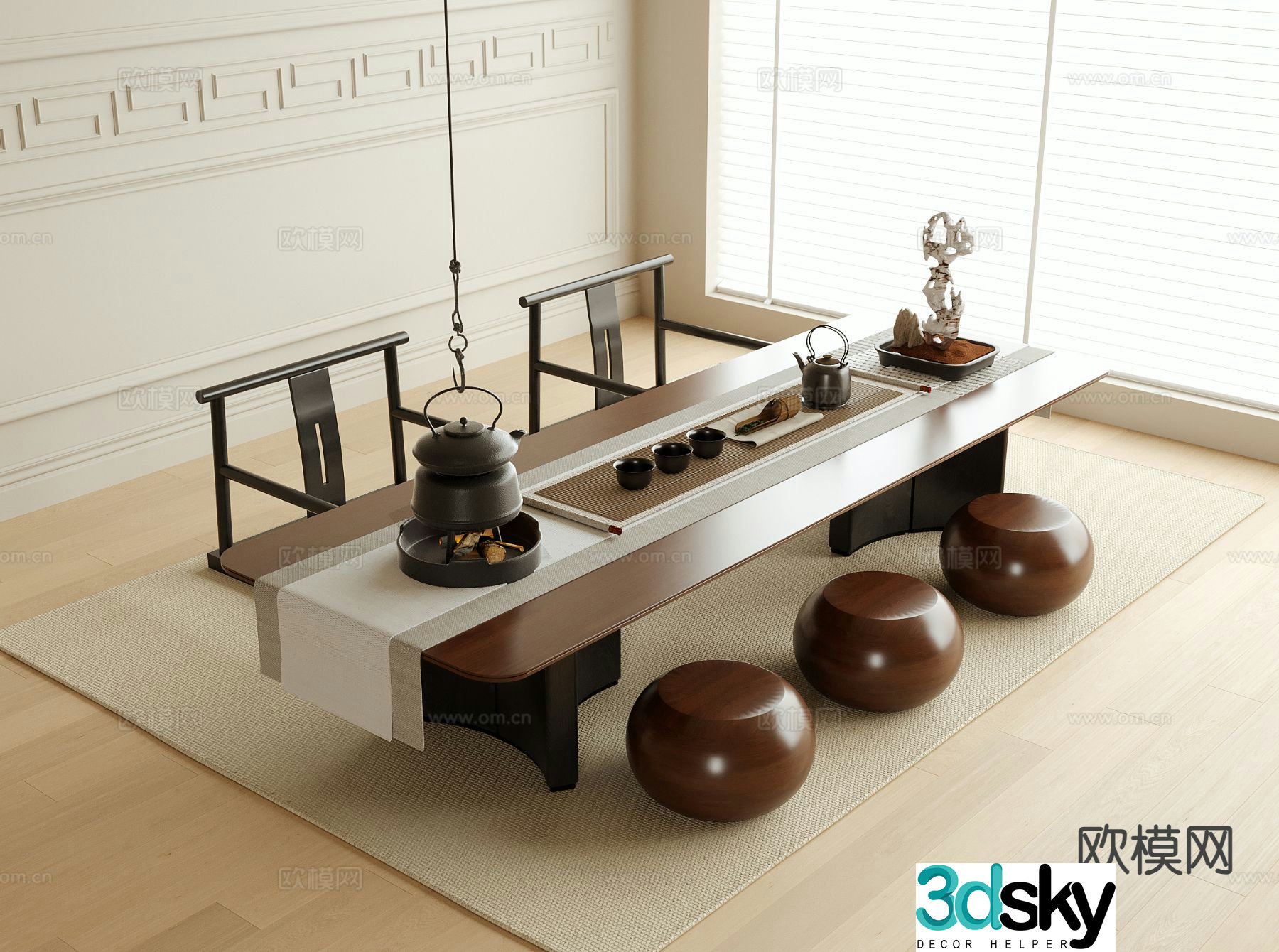 New Chinese Tatami Tea Table Tea Table 3D Model
