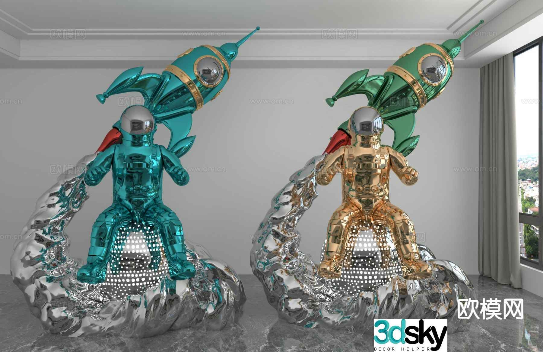 Laser astronaut trendy ornament 3D model
