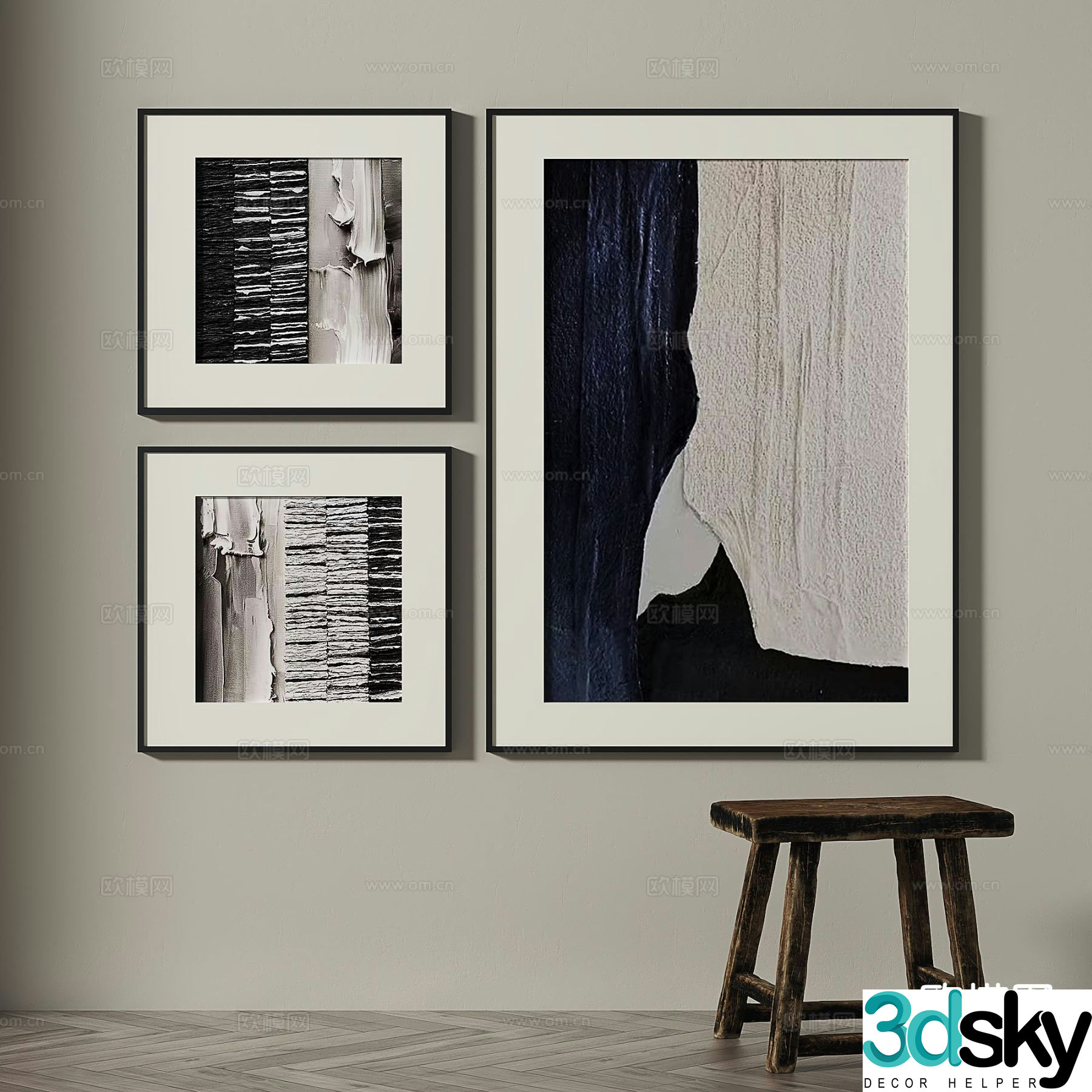 Wabi-sabi art painting texture painting decorative painting 3d model