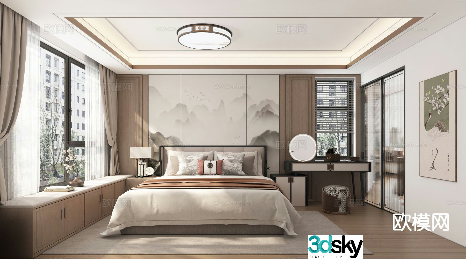 New Chinese style bedroom master bedroom 3d model