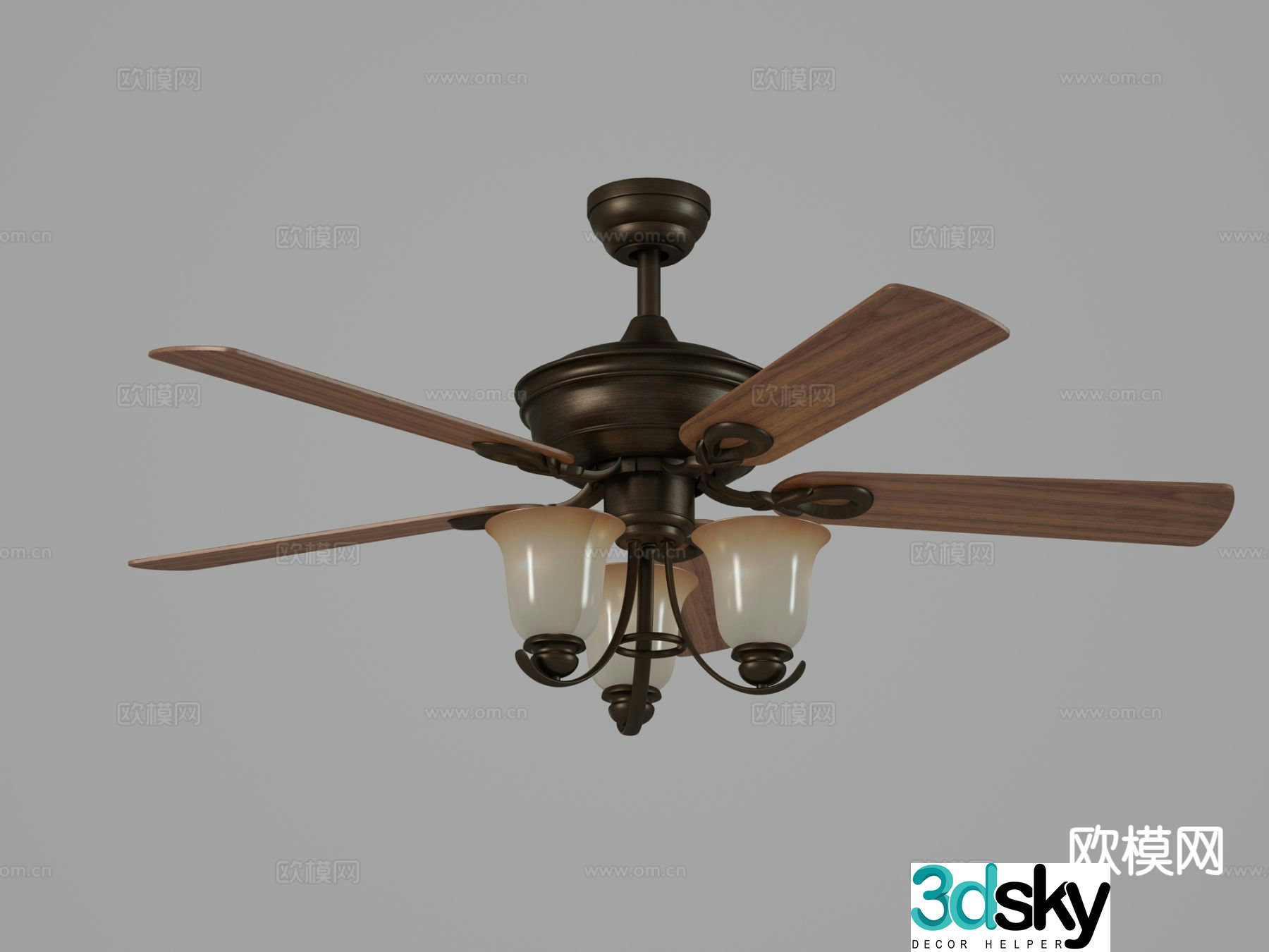 Neoclassical ceiling fan fan light 3d model