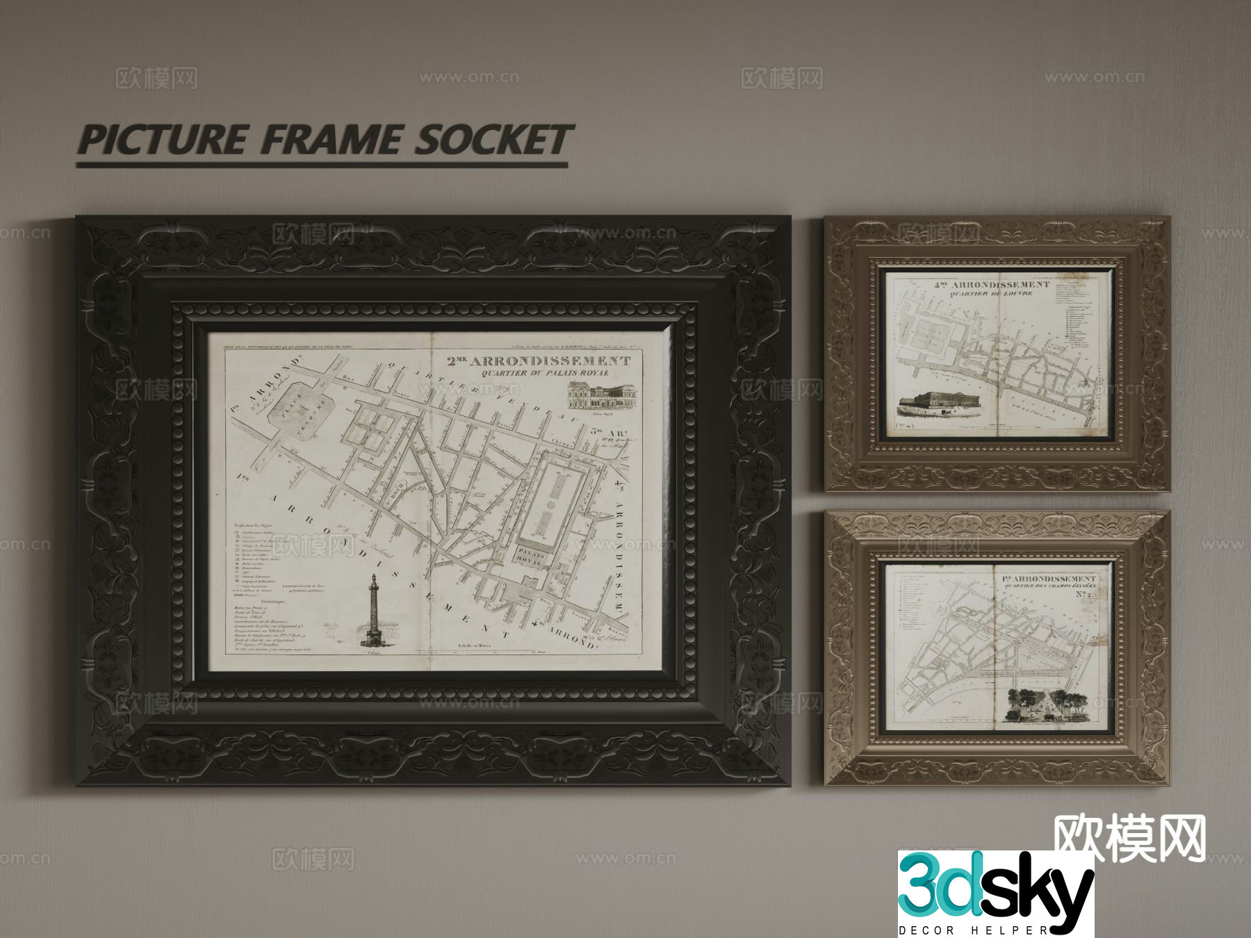 European decorative painting framed painting hanging painting 3D model