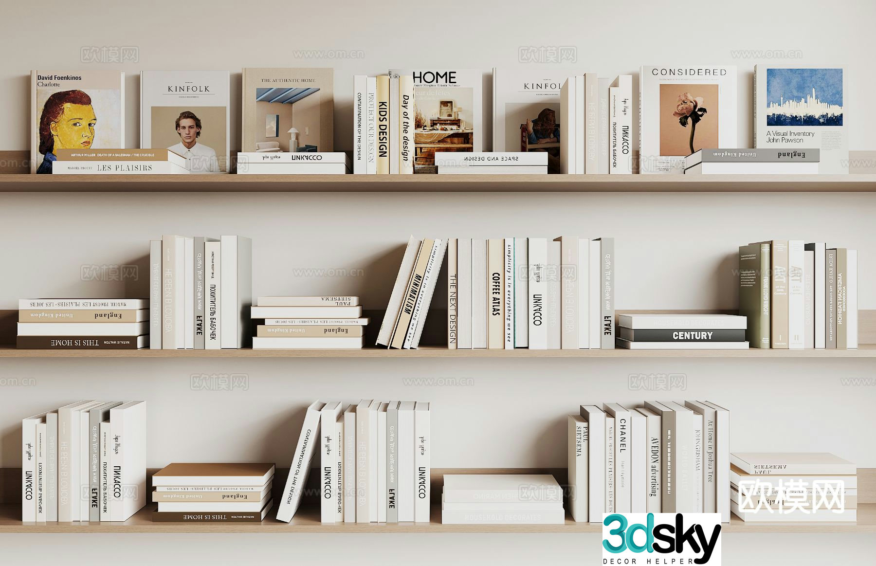 modern books book stack 3d model
