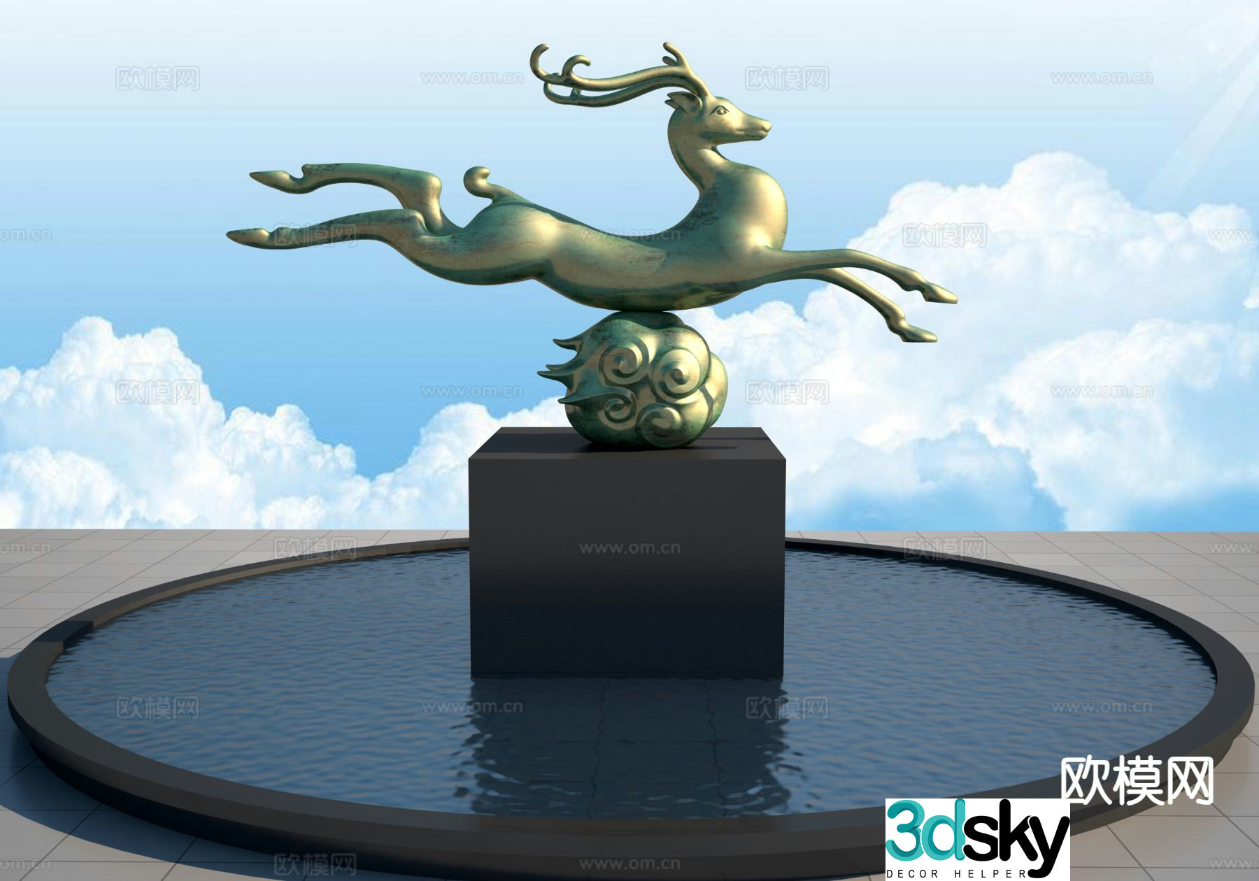 Square sculpture Luzi sculpture 3D model