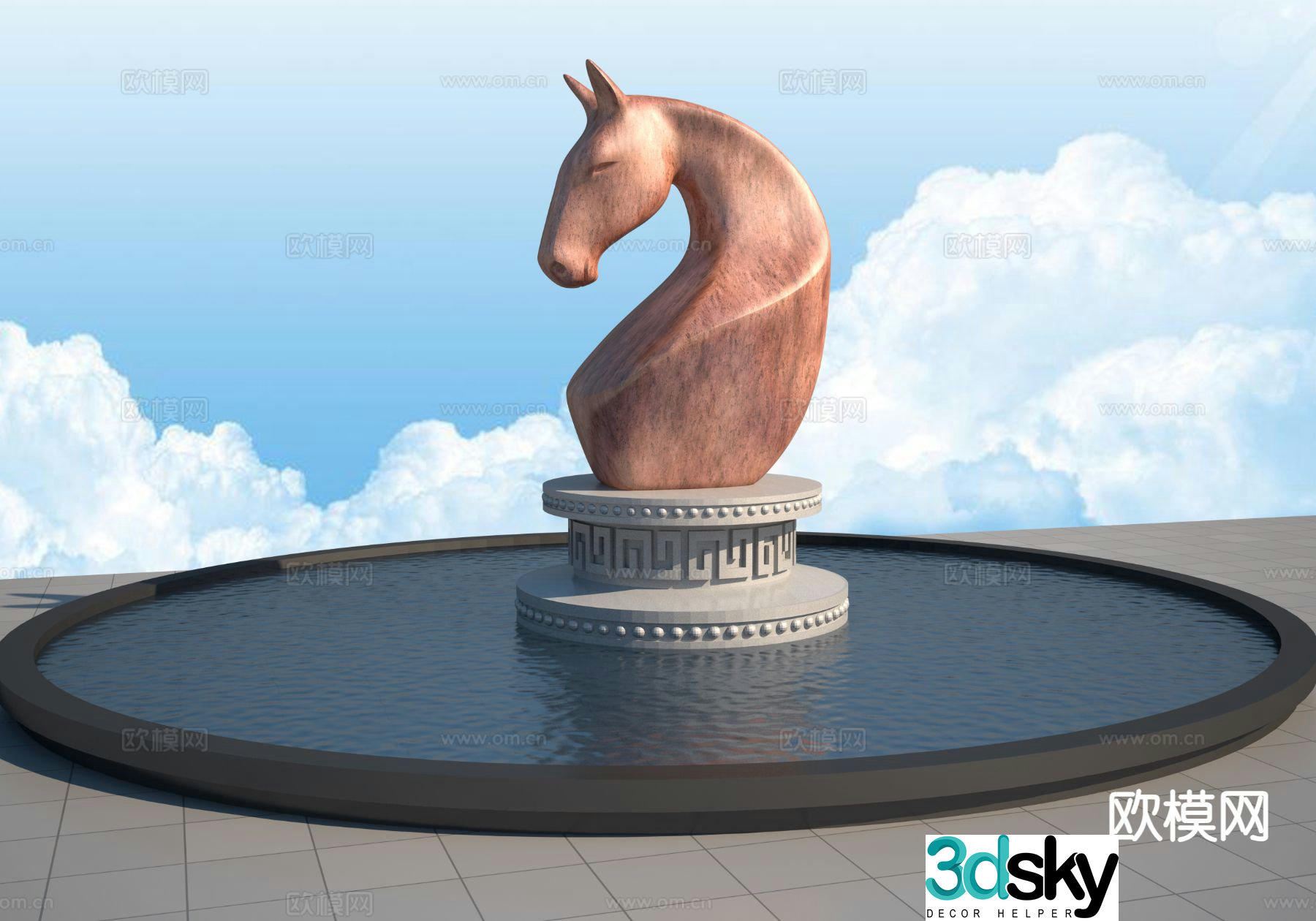 zodiac horse sculpture 3d model