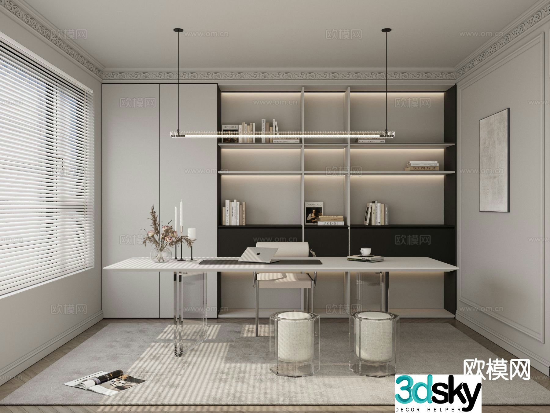 French minimalist study 3D model