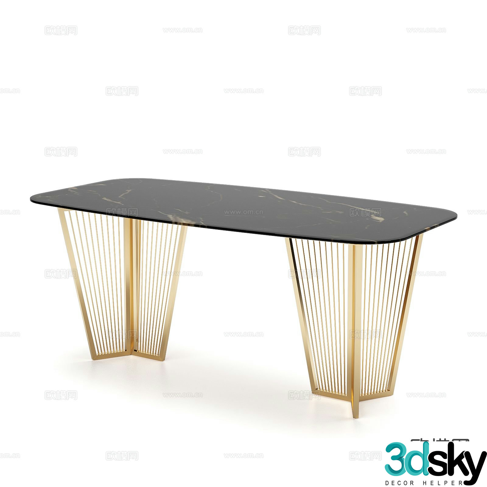 Italian slate dining table 3d model