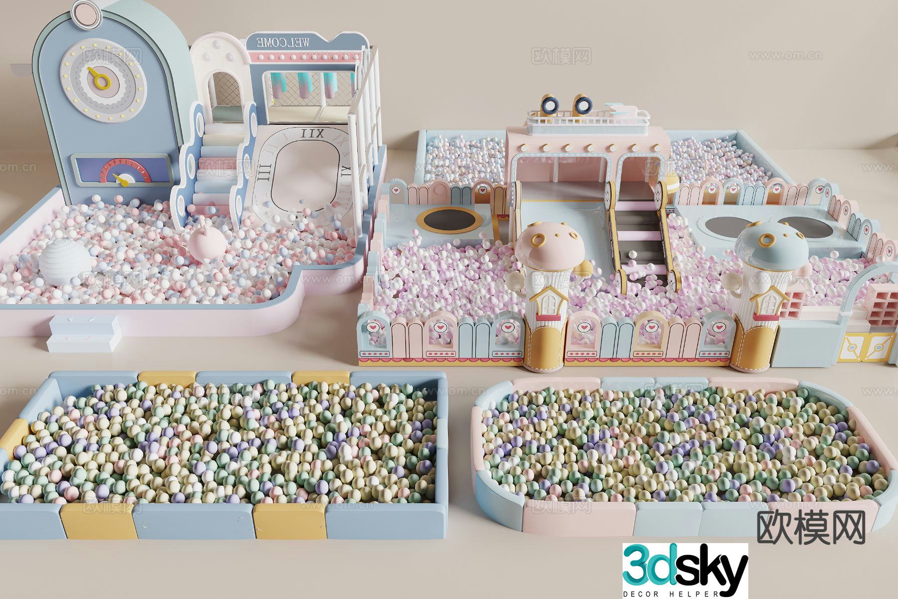 Children's play facilities ocean pool bubble pool 3d model