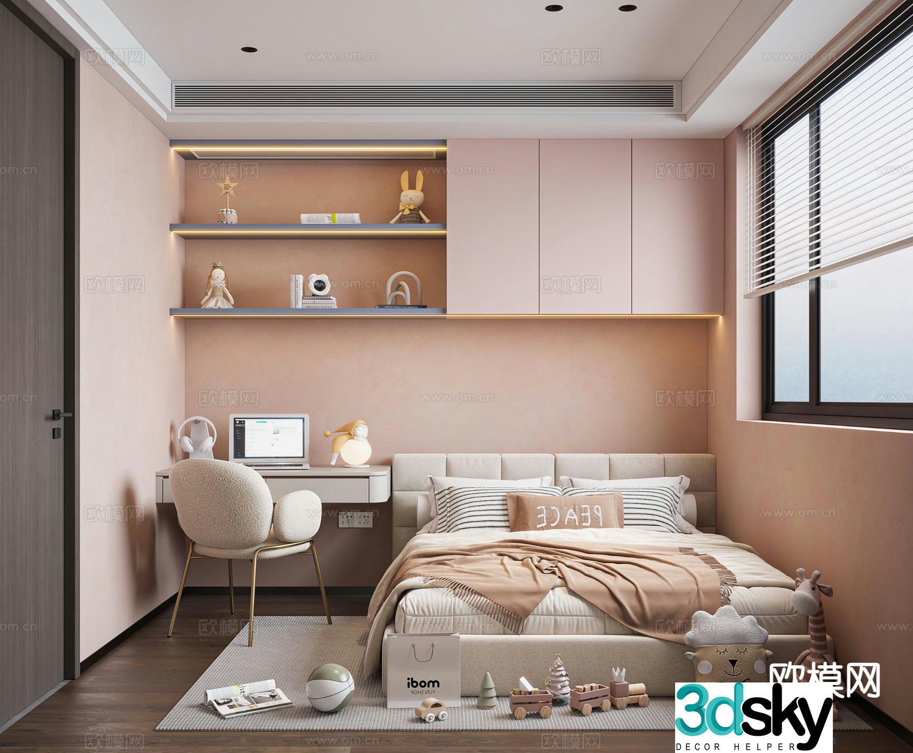 Modern children’s room girl’s room kid’s room 3d model